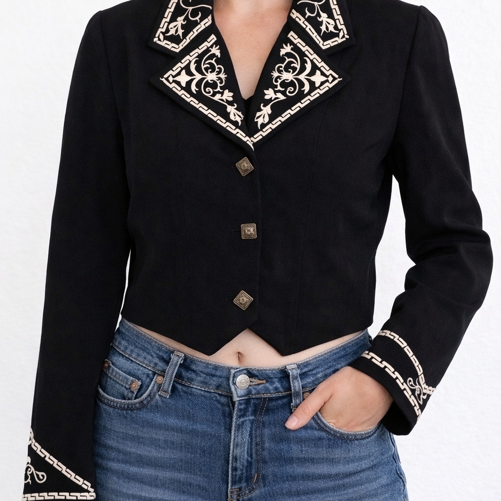 New Frontier Black and Gold Embroidered Blazer